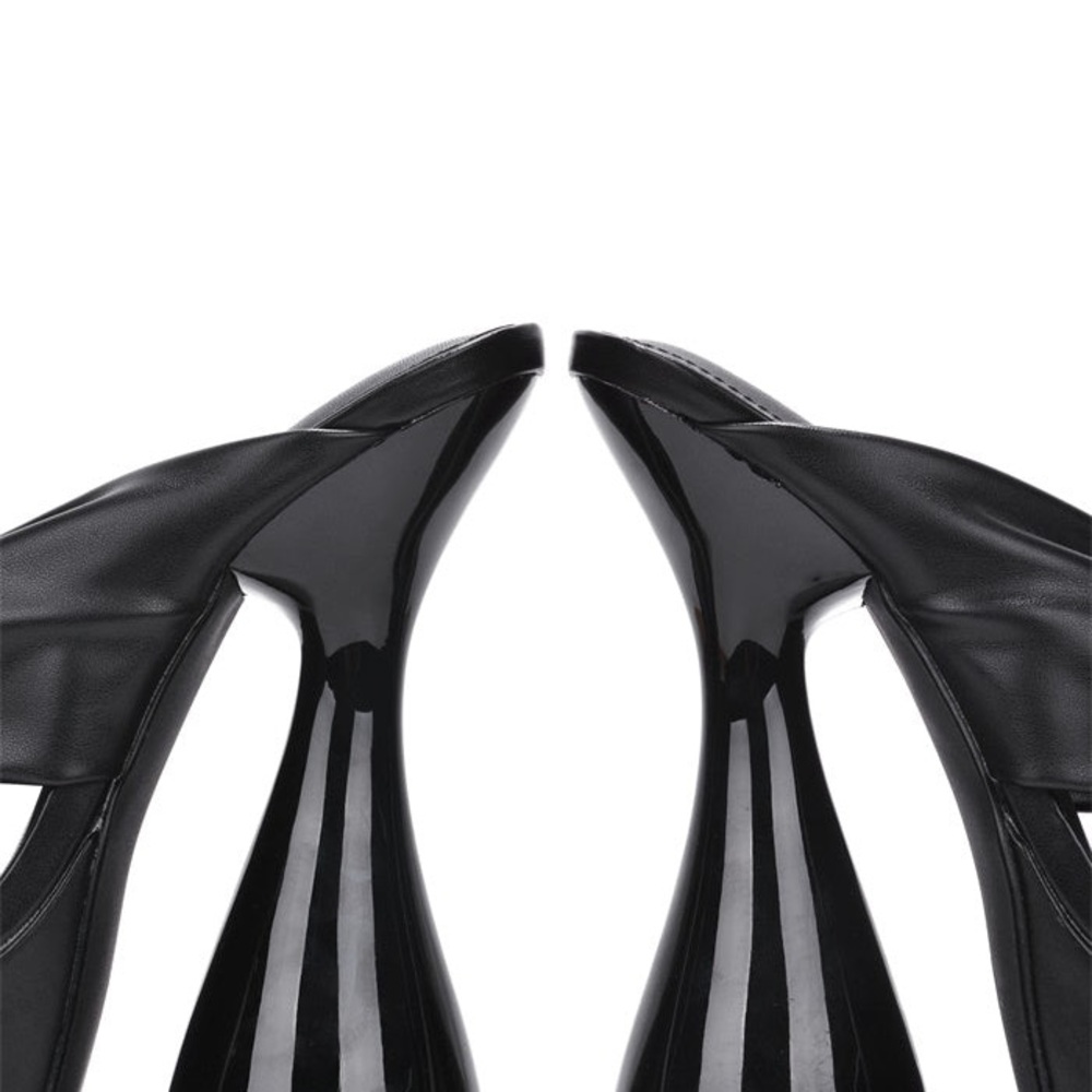 Black Platform Mule Heels with Sculptural Design - Picture 4 of 4
